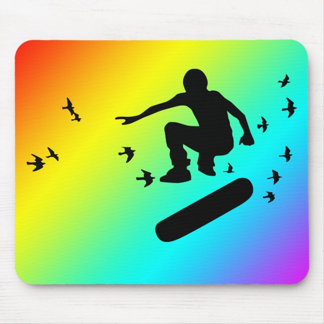 Mousepad skate, conselho com pássaros. (Frente)