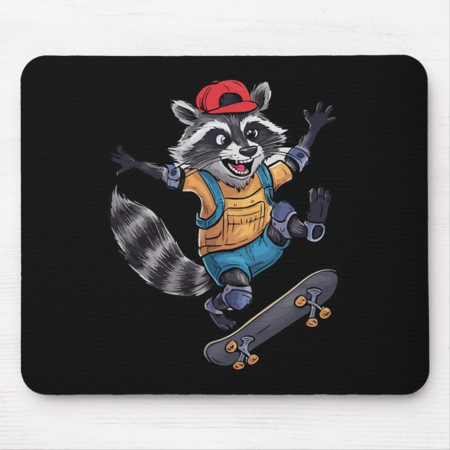 Mousepad Skateboard Cool Skater Racoon  (Frente)