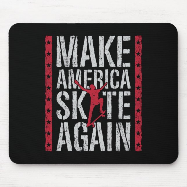 Mousepad Skateboard Make America Skate Again Funny Skateboa (Frente)