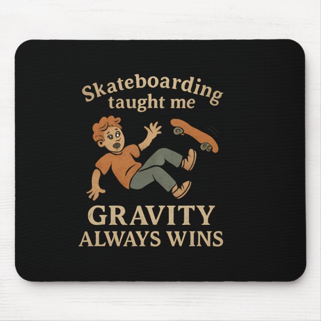 Mousepad Skateboarding Gravity Quote Vintage Graphic Design (Frente)