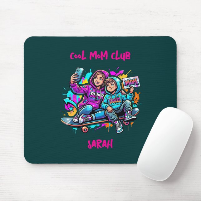 Mousepad Skater Mom & Son Graffiti Dark Teal Mousepa (Com mouse)