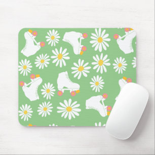 Mousepad Skates Florais Rolo Padrão de Pista Verde