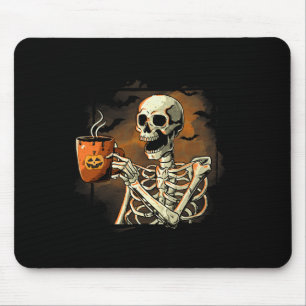 Mousepad SkeletBebendo Café Engraçada Casca Halloween Cos