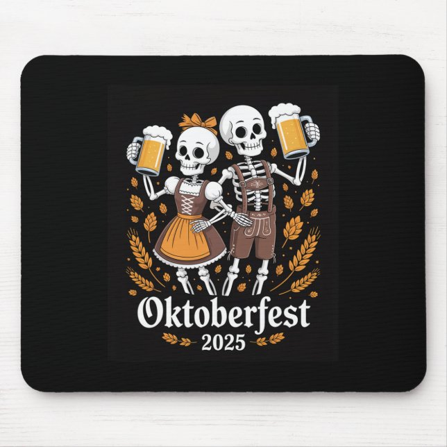 Mousepad Skeleton alemão Halloween Lederhosen Funny 2025 (Frente)