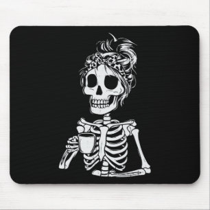 Mousepad Skeleton Bebendo Café Dia de as Bruxas engraçado S