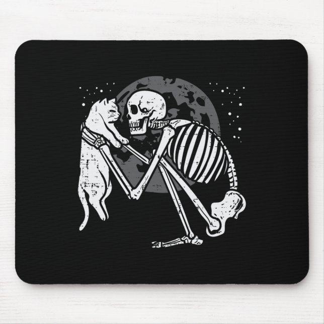Mousepad Skeleton Cat Gatinho Skull Gótico Homens de Hallow (Frente)