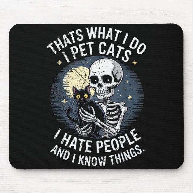 Mousepad Skeleton Cat Kitten Lover Skull Kitty Pet Owner  (Frente)
