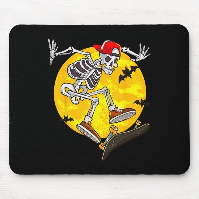 Mousepad Skeleton Dia de as Bruxas engraçado Skate (Frente)