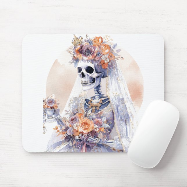 Mousepad Skeleton do Halloween, Watercolor (Com mouse)