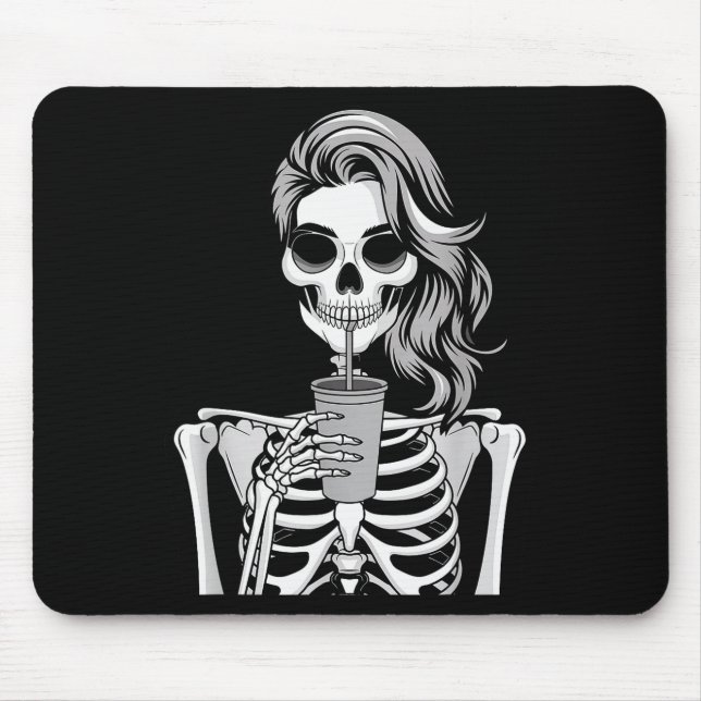Mousepad Skeleton Drinking Beverage Monochrome Gothic Hallo (Frente)
