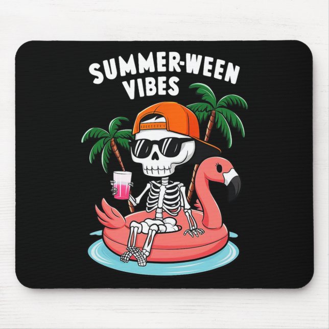 Mousepad Skeleton Flamingo Summerbetween Vibes Halloween Bo (Frente)