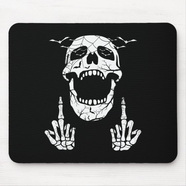 Mousepad Skeleton Halloween Bones do Dedo Médio (Frente)
