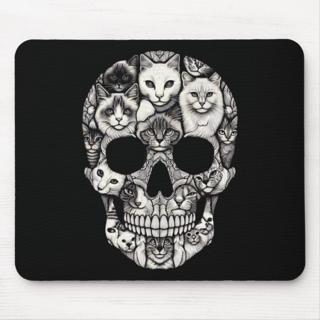 Mousepad Skeleton Halloween Costume Skull Cat (Frente)