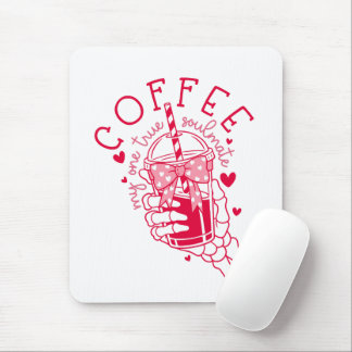 Mousepad Skeleton Hand Coffee Red Hearts Gothic