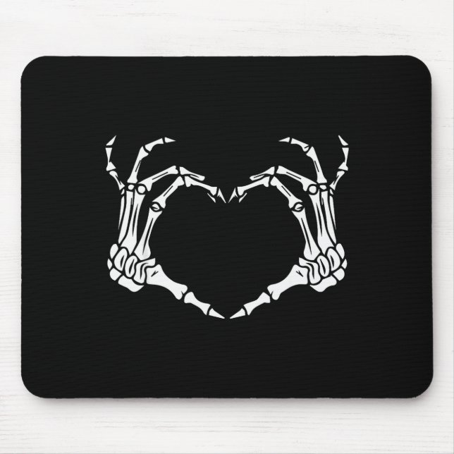 Mousepad Skeleton Hand Heart Halloween Funny Bones Love  (Frente)