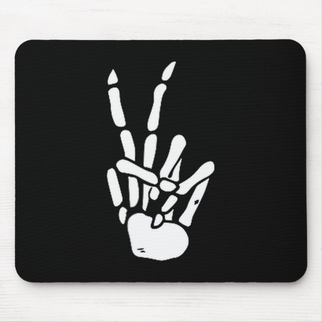 Mousepad Skeleton Hand Peace Sign Bone  (Frente)