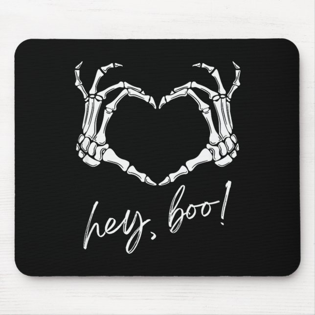 Mousepad Skeleton Hands Heart Hey Boo Funny Halloween Men W (Frente)