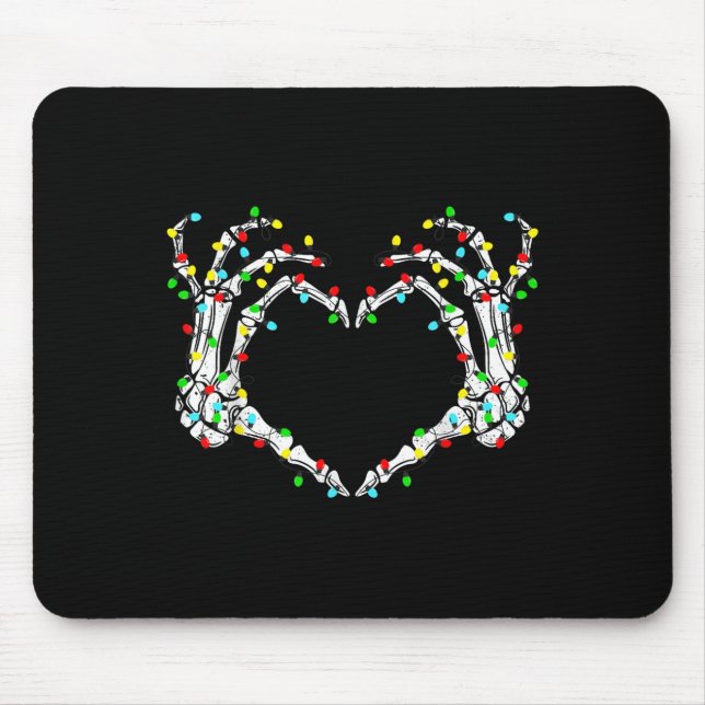 Mousepad Skeleton Hands Heart Sign Light Christmas Costume  (Frente)