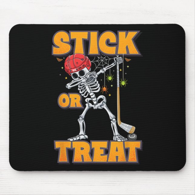 Mousepad Skeleton Ice Hockey Player Fumaça Halloween Boys (Frente)