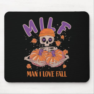Mousepad Skeleton Man I Love Fall Fun Skeleton Pumpkin Hall
