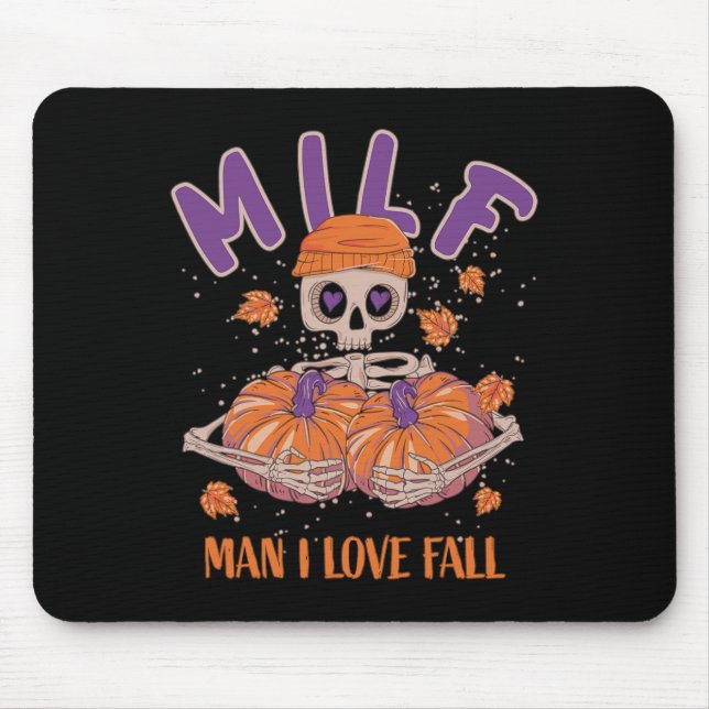 Mousepad Skeleton Man I Love Fall Fun Skeleton Pumpkin Hall (Frente)