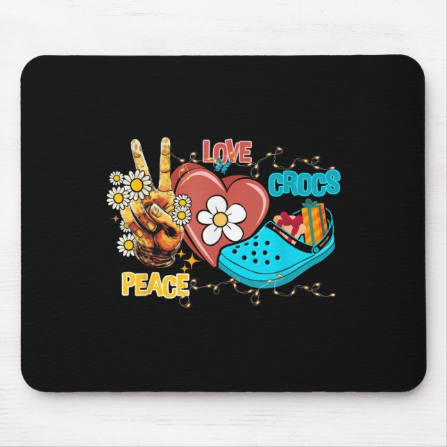 Mousepad Skeleton Mão Paz Família Love Crocs Xmas Pajama (Frente)