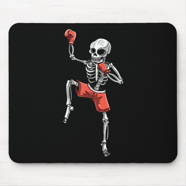 Mousepad Skeleton Muay Thai Halloween Kickboxing Mma Fighte (Frente)