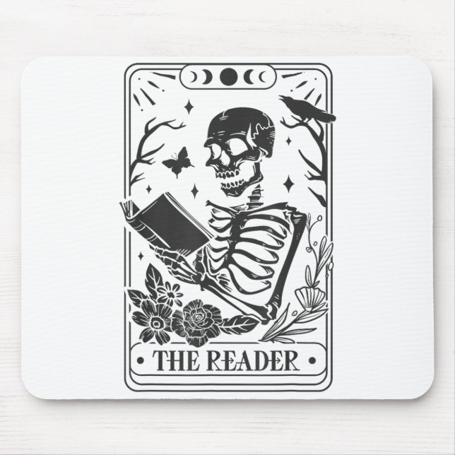 Mousepad Skeleton Reading Book Lover Funny The Reader Tarot (Frente)