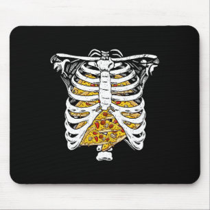 Mousepad Skeleton Rib Cage com Pizzas Feliz Dia das Bruxas