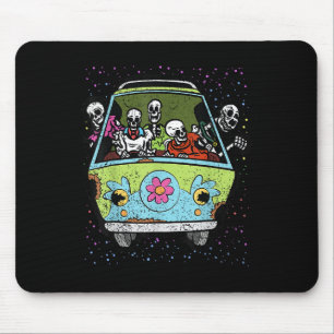 Mousepad Skeleton Riding Hippie Van Halloween Costume Retro