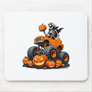 Mousepad Skeleton Riding Monster Truck Halloween Pumpkin Ki