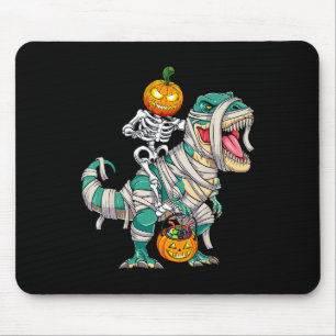 Mousepad Skeleton Riding Mummy Dinosaur T rex Halloween Pum