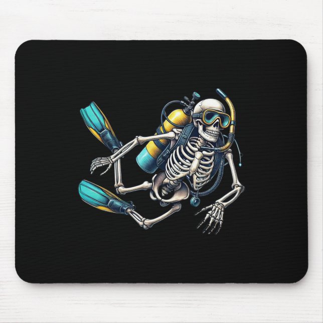 Mousepad Skeleton Scu Mergulhando Halloween Skeleton Scu Di (Frente)