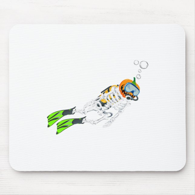 Mousepad Skeleton Scuba Mergulhando mergulhador de Abóbora  (Frente)