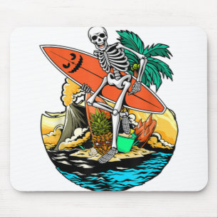 Mousepad Skeleton Surfing Jackolanterna Halloween Men Hawai