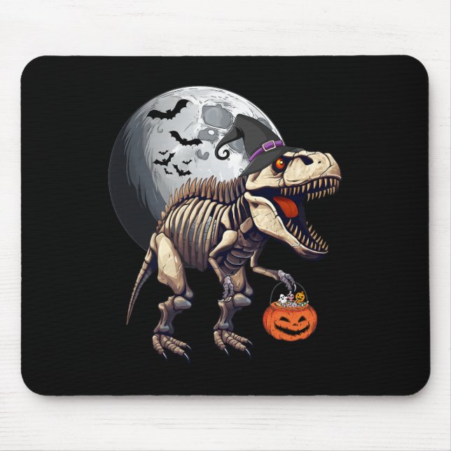 Mousepad Skeleton T Rex Dinossaur Diversão Halloween Boys (Frente)