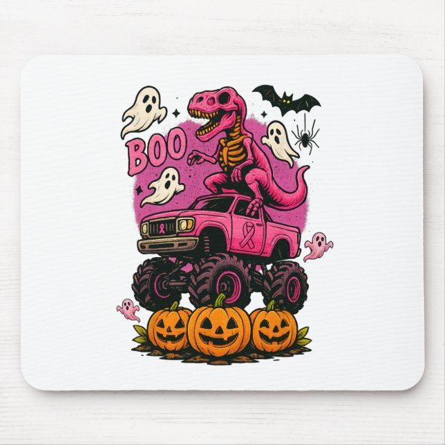 Mousepad Skeleton T Rex Dinossaur Monster Truck Pumpkin Bre (Frente)
