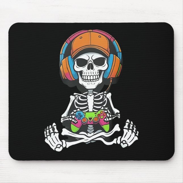 Mousepad Skeleton Video Game Halloween Gaming Gamer Boys Me (Frente)