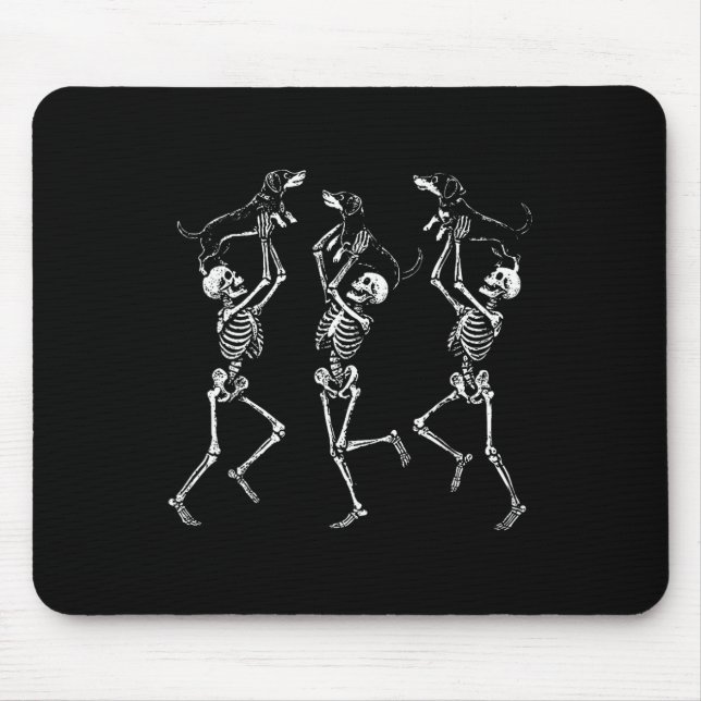 Mousepad Skeletons Dachshund Cute Halloween D (Frente)