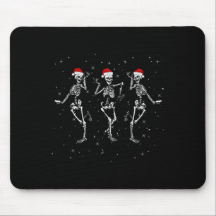 Mousepad Skeletons Dançando Com Chapéus De Natal - Feliz Na