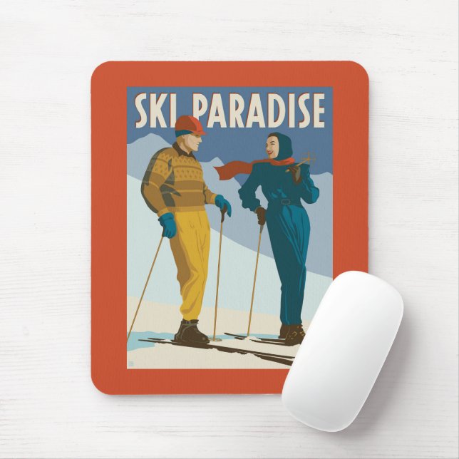 Mousepad Ski Paradise Vintage Impressão (Com mouse)
