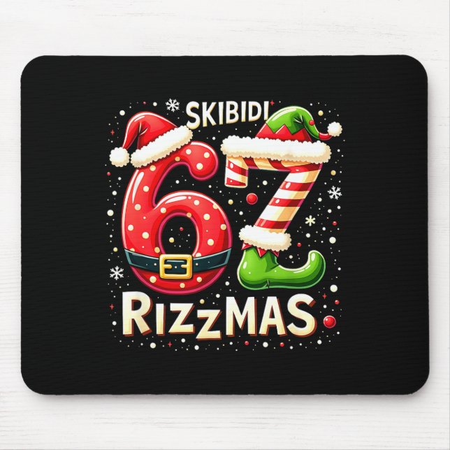Mousepad Skibidi 67 Rizzmas Christmas Meme Funny Elf Santa  (Frente)