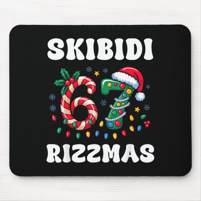 Mousepad Skibidi Rizzmas 67 Christmas Six Seven Xmas Funny  (Frente)