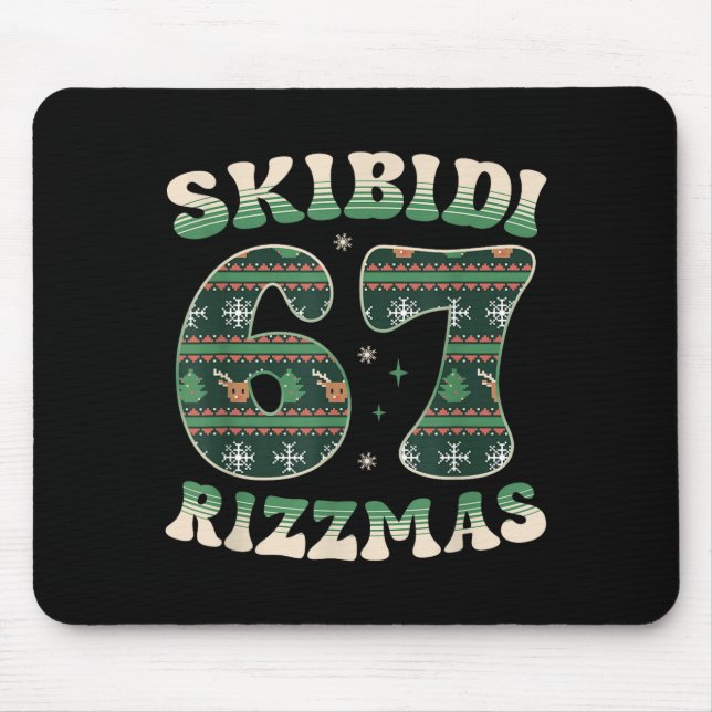 Mousepad Skibidi Rizzmas 67 Six Seven Meme Ugly Christmas F (Frente)