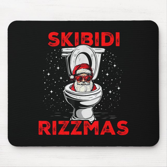 Mousepad Skibidi Rizzmas Funny Santa Toilet White Elephant  (Frente)