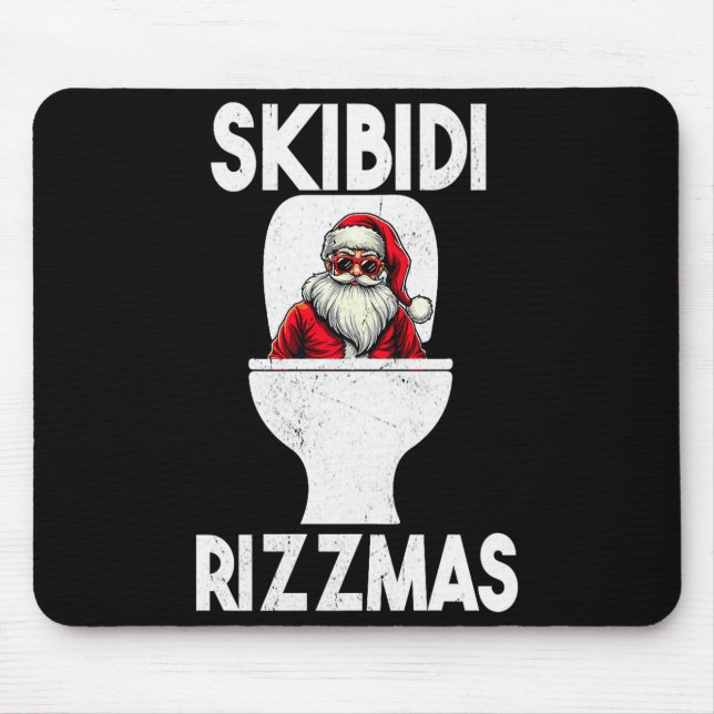 Mousepad Skibidi Rizzmas Funny Toilet Santa Claus Christmas (Frente)