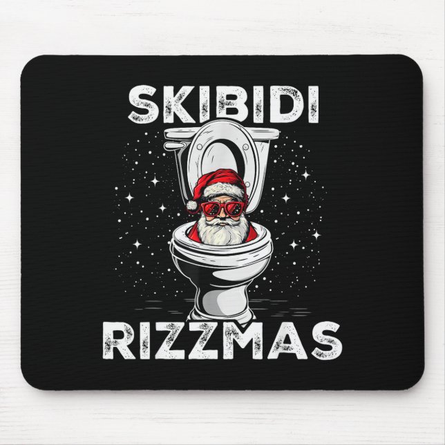 Mousepad Skibidi Rizzmas Funny Toilet Santa White Elephant  (Frente)