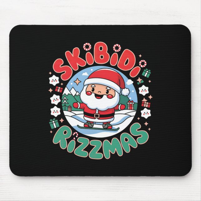 Mousepad Skibidi Rizzmas Papai noel o Snowboard Adven (Frente)