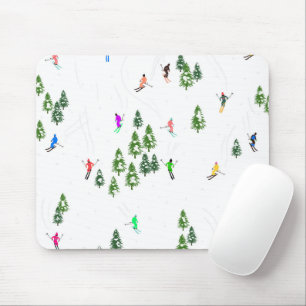 Mousepad Skiers Skiing Illustration Ski Xmas Christmas