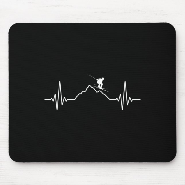 Mousepad Skiing Heartbeat Ski Gift For Skiers _2  (Frente)